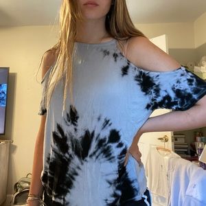 american eagle blue tie dye shoulderless blouse